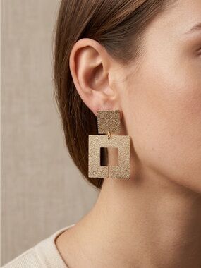 Gold Geometric Square Drop Earrings